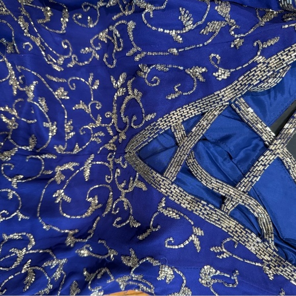 Niteline 100% Silk 1980’s Blue Beaded Dress - Picture 13 of 16
